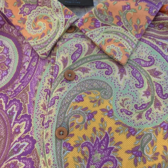 ETRO Men's short sleeves polo knit all over printed top - Picture 3 of 7